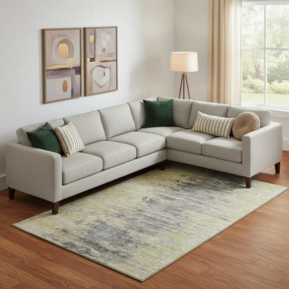 HomeRoots 10' X 14' Abstract Pewter Silver & Gold Washable Area Rug - Durable, Stain-Resistant, UV Protected! 656957