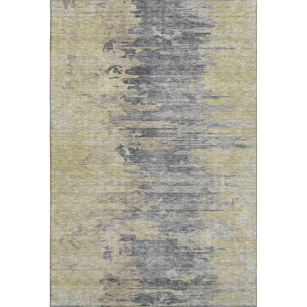 HomeRoots 10' X 14' Abstract Pewter Silver & Gold Washable Area Rug - Durable, Stain-Resistant, UV Protected! 656957
