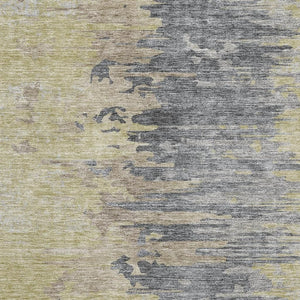 HomeRoots 10' X 14' Abstract Pewter Silver & Gold Washable Area Rug - Durable, Stain-Resistant, UV Protected! 656957