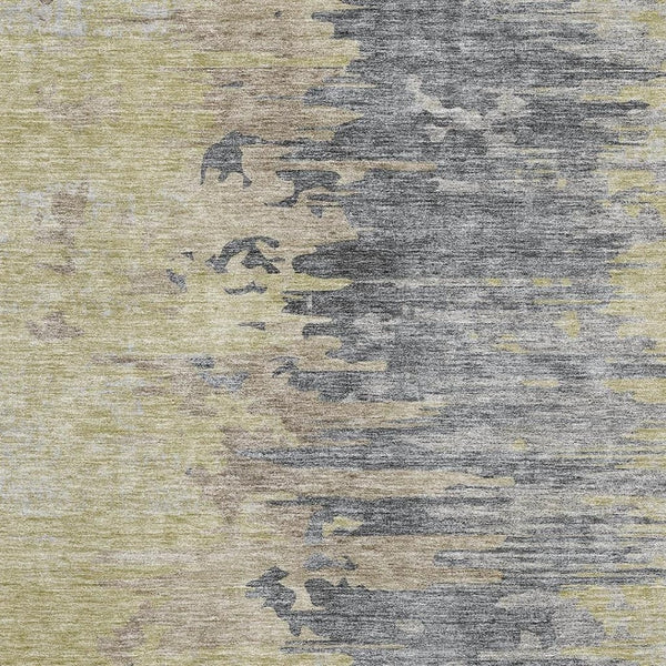 HomeRoots 10' X 14' Abstract Pewter Silver & Gold Washable Area Rug - Durable, Stain-Resistant, UV Protected! 656957