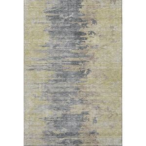 HomeRoots 10' X 14' Abstract Pewter Silver & Gold Washable Area Rug - Durable, Stain-Resistant, UV Protected! 656957