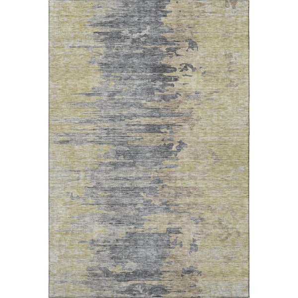 HomeRoots 10' X 14' Abstract Pewter Silver & Gold Washable Area Rug - Durable, Stain-Resistant, UV Protected! 656957
