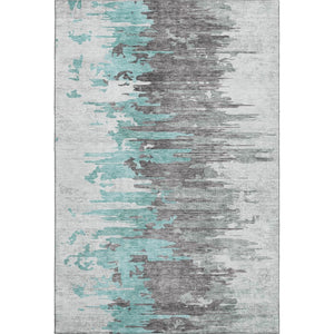 HomeRoots 5' X 8' Abstract Area Rug in Teal, Gray & Ivory – Soft, Washable, UV-Protected for High-Traffic Spaces 656959