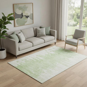 HomeRoots 5' X 8' Artichoke Green & Ivory Abstract Washable Area Rug - Durable, UV-Protected & Stylish! 656965