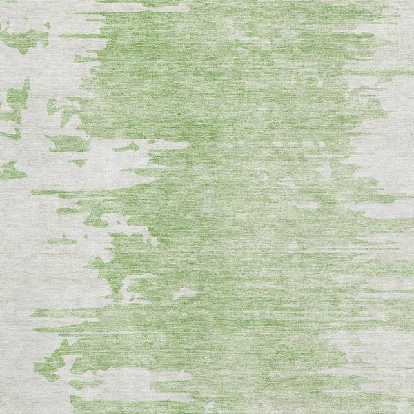 HomeRoots 5' X 8' Artichoke Green & Ivory Abstract Washable Area Rug - Durable, UV-Protected & Stylish! 656965