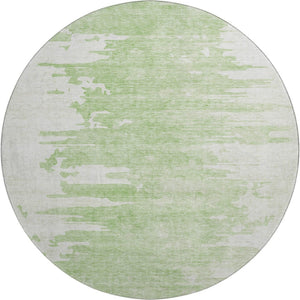 HomeRoots 8' Artichoke Green & Ivory Abstract Round Rug - Washable, UV-Protected, Stylish & Durable for Homes 656966