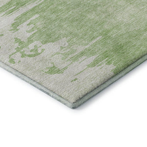 HomeRoots 8' X 10' Artichoke Green & Ivory Abstract Area Rug - Washable, UV-Protected, Stylish & Durable Design 656967