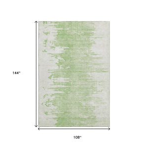 HomeRoots 9' X 12' Artichoke Green Abstract Area Rug - Washable, Stain-Resistant, UV Protected for Busy Homes 656968