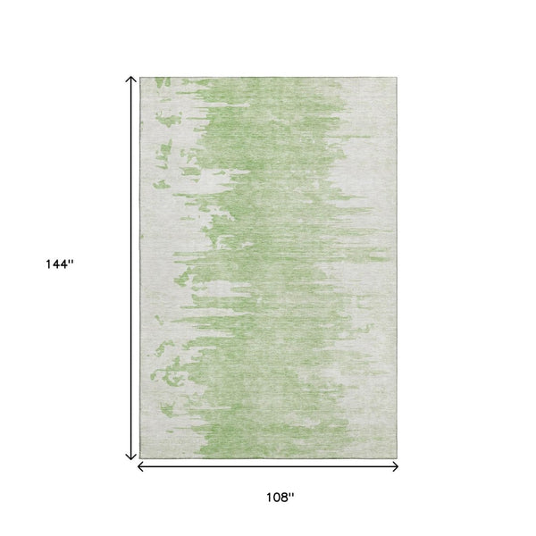 HomeRoots 9' X 12' Artichoke Green Abstract Area Rug - Washable, Stain-Resistant, UV Protected for Busy Homes 656968