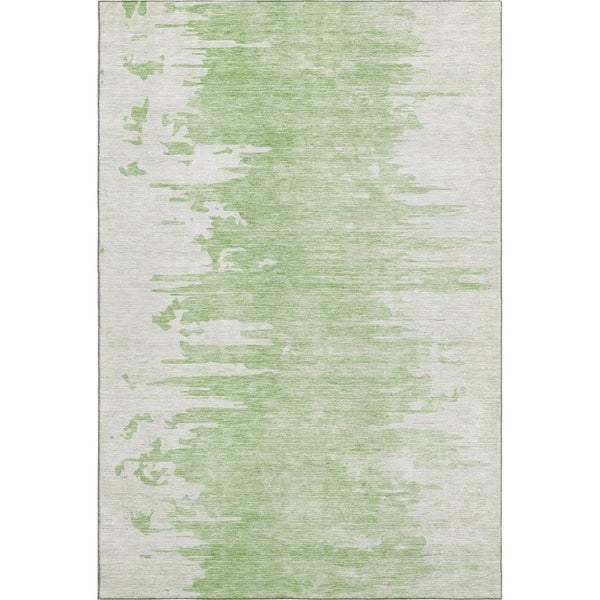 HomeRoots 10' X 14' Artichoke Green Abstract Washable Area Rug - UV-Resistant, Durable for Active Homes 656969