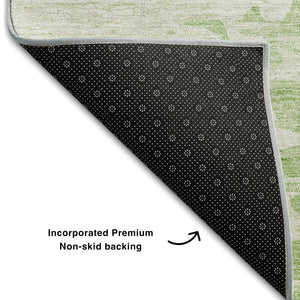 HomeRoots 10' X 14' Artichoke Green Abstract Washable Area Rug - UV-Resistant, Durable for Active Homes 656969