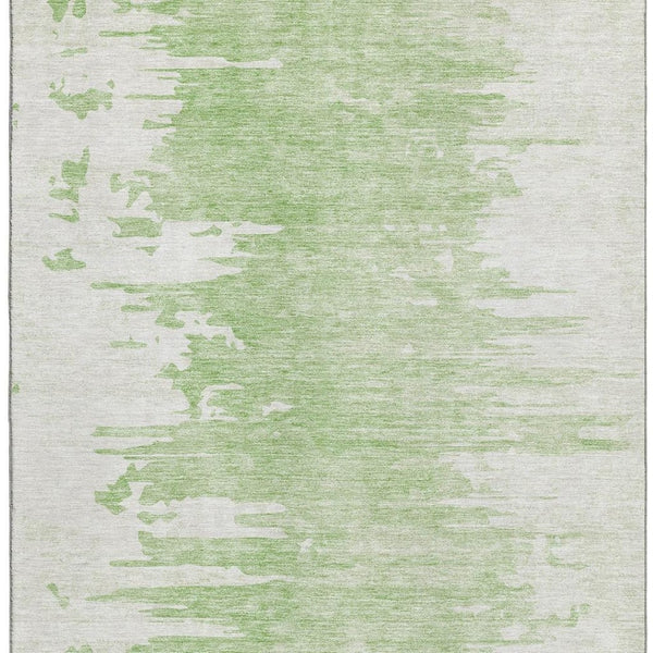 HomeRoots 10' X 14' Artichoke Green Abstract Washable Area Rug - UV-Resistant, Durable for Active Homes 656969