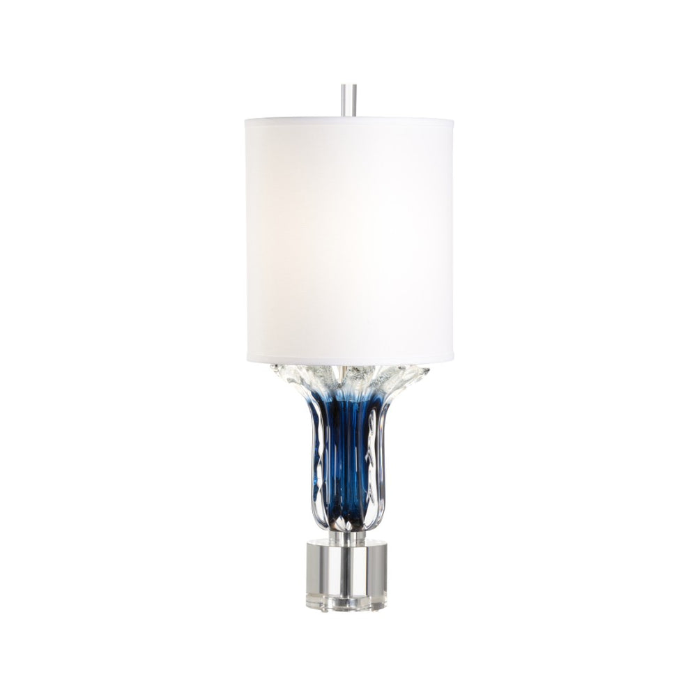 Wildwood Judith Hand-Swirled Blue Glass Lamp With Flared Top, 34" Sculptural Table Lamp For Modern DéCor 65697