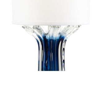 Wildwood Judith Hand-Swirled Blue Glass Lamp With Flared Top, 34" Sculptural Table Lamp For Modern DéCor 65697