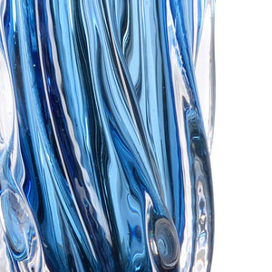 Wildwood Judith Hand-Swirled Blue Glass Lamp With Flared Top, 34" Sculptural Table Lamp For Modern DéCor 65697
