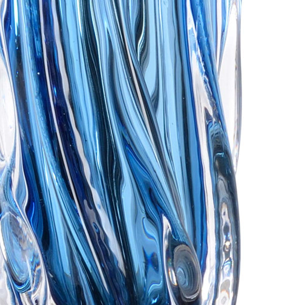 Wildwood Judith Hand-Swirled Blue Glass Lamp With Flared Top, 34" Sculptural Table Lamp For Modern DéCor 65697
