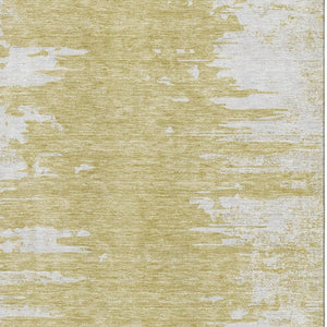 HomeRoots 8' X 10' Gold and Ivory Abstract Area Rug - Washable, UV Protected, Pet-Friendly for Modern Homes 656973