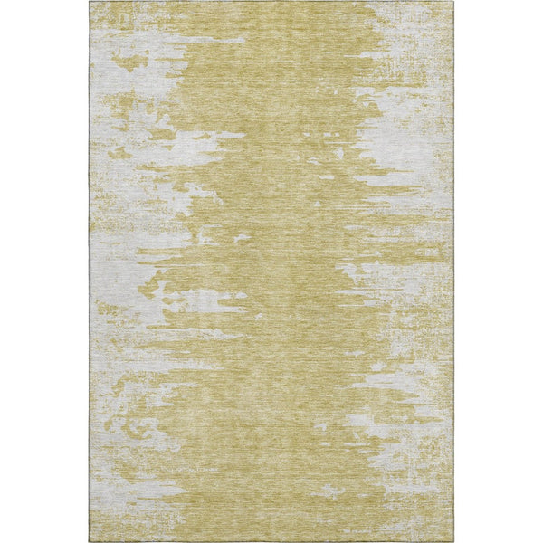 HomeRoots 8' X 10' Gold and Ivory Abstract Area Rug - Washable, UV Protected, Pet-Friendly for Modern Homes 656973