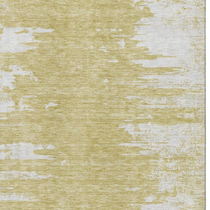 HomeRoots 8' X 10' Gold and Ivory Abstract Area Rug - Washable, UV Protected, Pet-Friendly for Modern Homes 656973