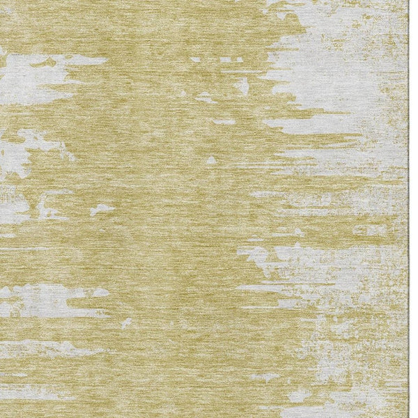 HomeRoots 8' X 10' Gold and Ivory Abstract Area Rug - Washable, UV Protected, Pet-Friendly for Modern Homes 656973