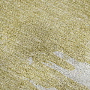 HomeRoots 8' X 10' Gold and Ivory Abstract Area Rug - Washable, UV Protected, Pet-Friendly for Modern Homes 656973
