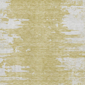 HomeRoots 9' X 12' Gold And Ivory Abstract Area Rug - Washable, UV Protected, Durable & Stylish for Homes 656974
