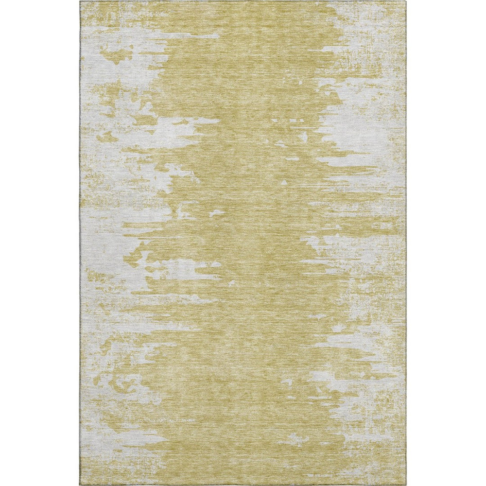 HomeRoots 9' X 12' Gold And Ivory Abstract Area Rug - Washable, UV Protected, Durable & Stylish for Homes 656974