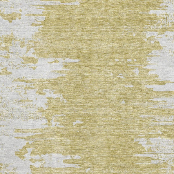 HomeRoots 10' X 14' Gold and Ivory Abstract Washable Area Rug with UV Protection for Stylish, Family-Friendly Spaces 656975