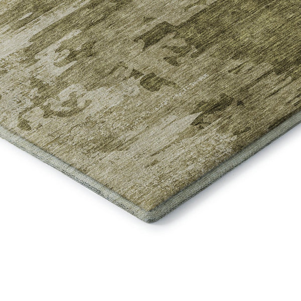 HomeRoots 8' Stylish Coffee and Ivory Abstract Washable Round Rug with UV Protection for Modern Homes 656978