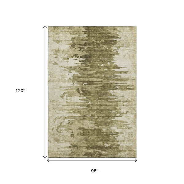 HomeRoots 8' X 10' Coffee & Ivory Abstract Washable Area Rug – Durable, Stain-Resistant with UV Protection! 656979