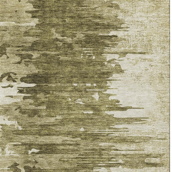 HomeRoots 8' X 10' Coffee & Ivory Abstract Washable Area Rug – Durable, Stain-Resistant with UV Protection! 656979