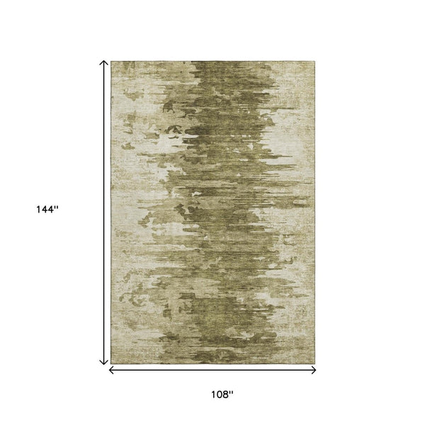 HomeRoots 9' X 12' Stylish Coffee & Ivory Abstract Area Rug – Washable, UV-Protected, Durable for Homes & Pets 656980