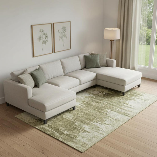 HomeRoots 10' X 14' Coffee and Ivory Abstract Area Rug - Stylish, Washable, UV-Protected for Busy Homes! 656981