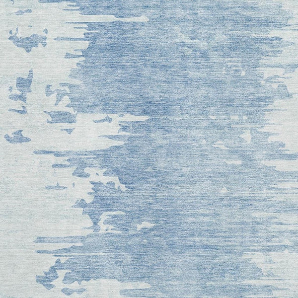 HomeRoots 5' X 8' Sky Blue & Ivory Abstract Area Rug – Washable, UV-Protected, Soft, Modern Design for Any Space 656983