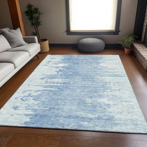HomeRoots 5' X 8' Sky Blue & Ivory Abstract Area Rug – Washable, UV-Protected, Soft, Modern Design for Any Space 656983