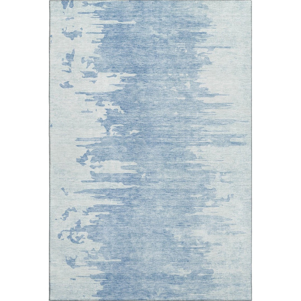 HomeRoots 5' X 8' Sky Blue & Ivory Abstract Area Rug – Washable, UV-Protected, Soft, Modern Design for Any Space 656983