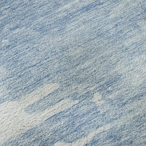 HomeRoots 5' X 8' Sky Blue & Ivory Abstract Area Rug – Washable, UV-Protected, Soft, Modern Design for Any Space 656983