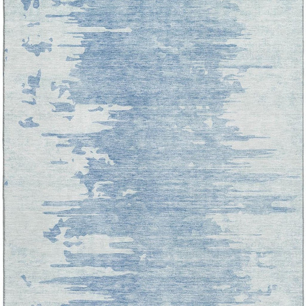 HomeRoots 9' X 12' Sky Blue & Ivory Abstract Washable Area Rug with UV Protection for Stylish Living Spaces 656986