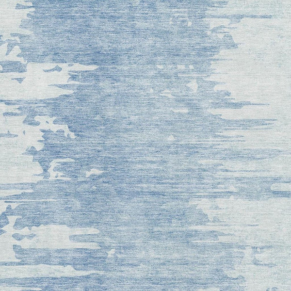 HomeRoots 10' X 14' Sky Blue & Ivory Abstract Rug - Washable, UV-Protected, Stain-Resistant for Busy Homes 656987