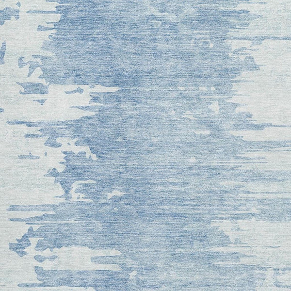 HomeRoots 10' X 14' Sky Blue & Ivory Abstract Rug - Washable, UV-Protected, Stain-Resistant for Busy Homes 656987