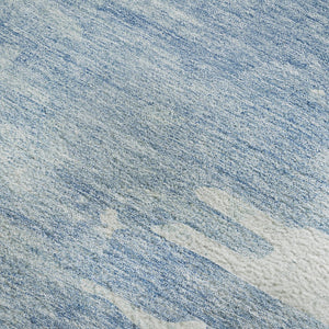 HomeRoots 10' X 14' Sky Blue & Ivory Abstract Rug - Washable, UV-Protected, Stain-Resistant for Busy Homes 656987