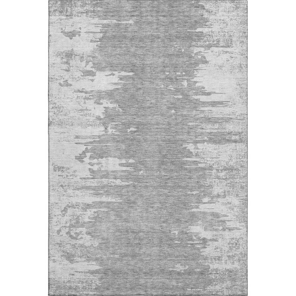 HomeRoots 5' X 8' Stylish Silver and Gray Abstract Area Rug – Washable, UV-Protected, and Durable for Homes! 656989