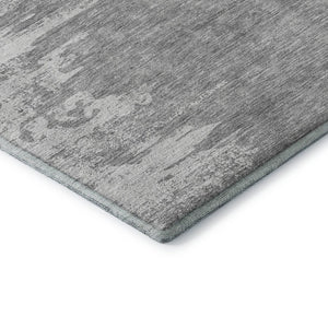 HomeRoots 5' X 8' Stylish Silver and Gray Abstract Area Rug – Washable, UV-Protected, and Durable for Homes! 656989