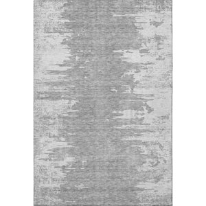 HomeRoots 5' X 8' Stylish Silver and Gray Abstract Area Rug – Washable, UV-Protected, and Durable for Homes! 656989