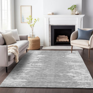 HomeRoots 9' X 12' Silver And Gray Abstract Washable Area Rug - Stylish, Durable, Pet-Friendly, UV Protected! 656992