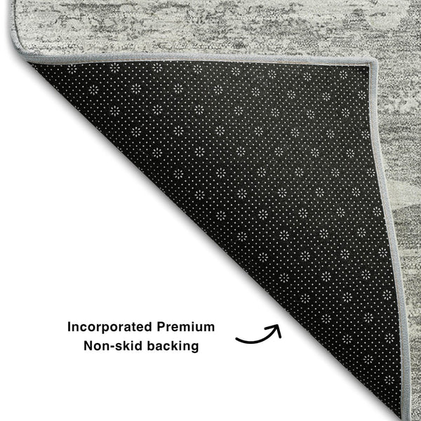 HomeRoots 9' X 12' Silver And Gray Abstract Washable Area Rug - Stylish, Durable, Pet-Friendly, UV Protected! 656992