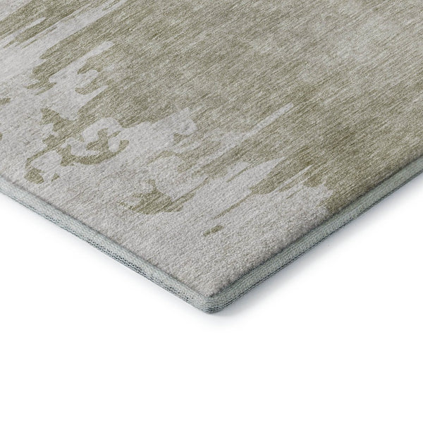 HomeRoots 8' Taupe and Ivory Abstract Round Rug - Durable, Washable, UV Protected for Modern Living Spaces 656996