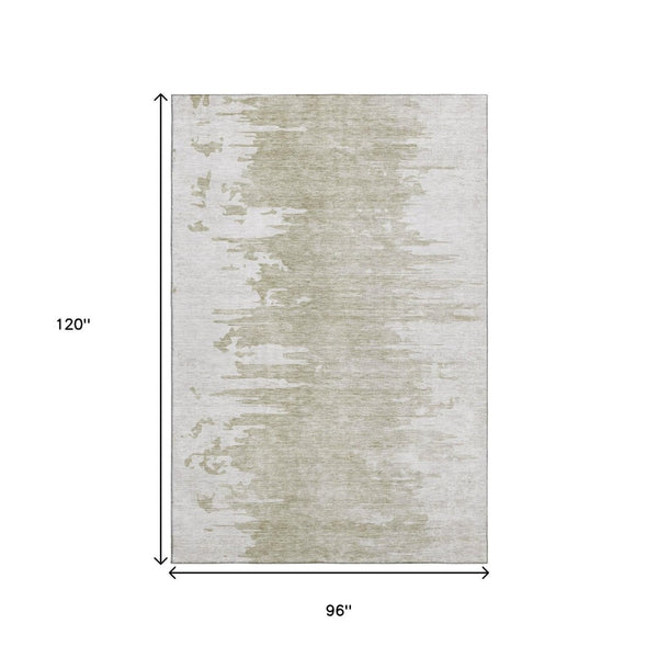 HomeRoots 8' X 10' Taupe and Ivory Abstract Washable Area Rug - Durable, UV-Protected, Easy-Care Design! 656997