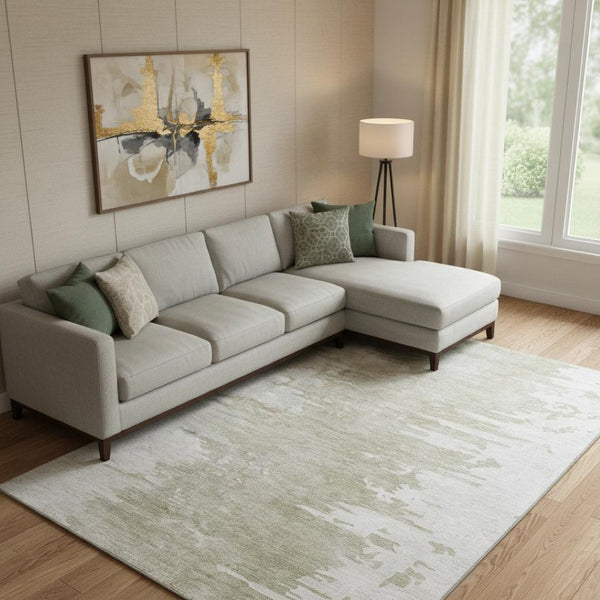 HomeRoots 8' X 10' Taupe and Ivory Abstract Washable Area Rug - Durable, UV-Protected, Easy-Care Design! 656997