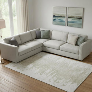 HomeRoots 8' X 10' Taupe and Ivory Abstract Washable Area Rug - Durable, UV-Protected, Easy-Care Design! 656997